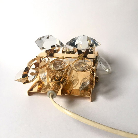 Image 1 of Lampada da parete vintage in ottone dorato e cristallo di Palwa, 1960