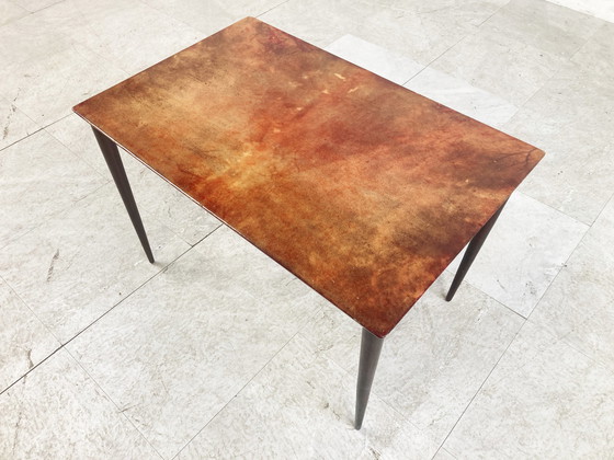 Image 1 of Aldo Tura Lacquered Goatskin side Table