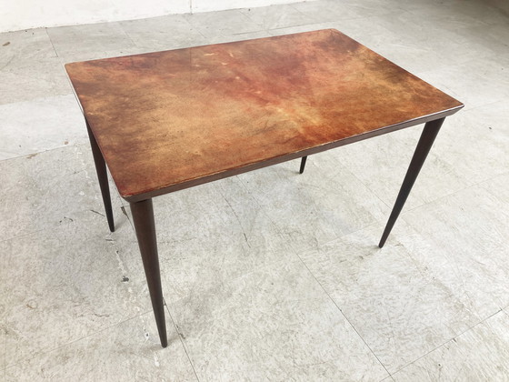 Image 1 of Aldo Tura Lacquered Goatskin side Table