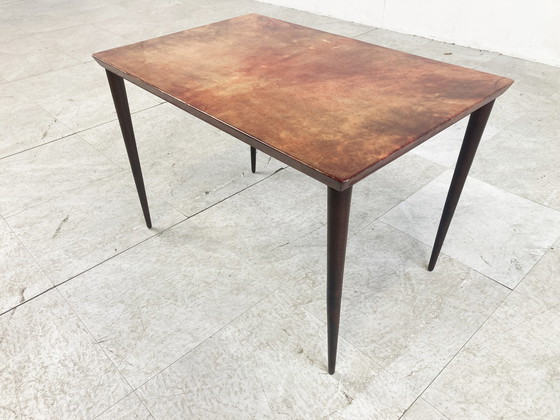 Image 1 of Aldo Tura Lacquered Goatskin side Table