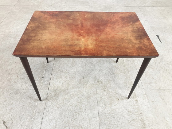 Image 1 of Aldo Tura Lacquered Goatskin side Table