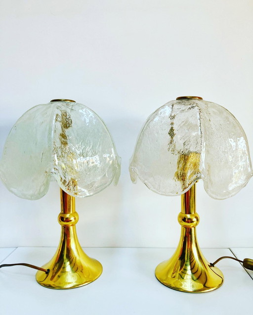 2 lampes de table vintage en forme de champignon