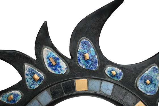 Image 1 of Specchio convesso Vintage Sunburst - specchio in resina e ceramica - specchio solare