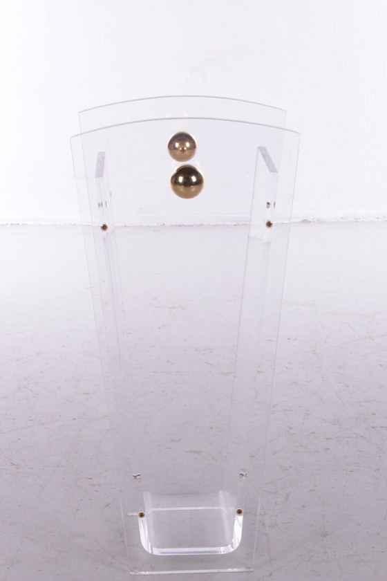 Image 1 of Plexiglass Umbrella Stand with Brass Accents,1970