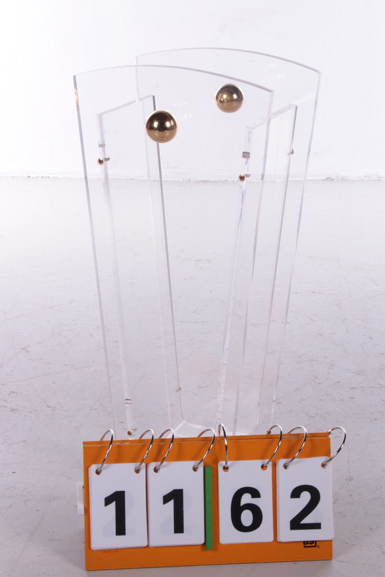 Image 1 of Plexiglass Umbrella Stand with Brass Accents,1970