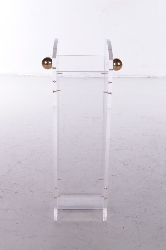 Image 1 of Plexiglass Umbrella Stand with Brass Accents,1970