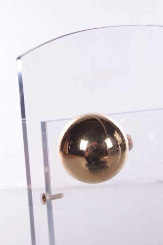 Image 1 of Plexiglass Umbrella Stand with Brass Accents,1970