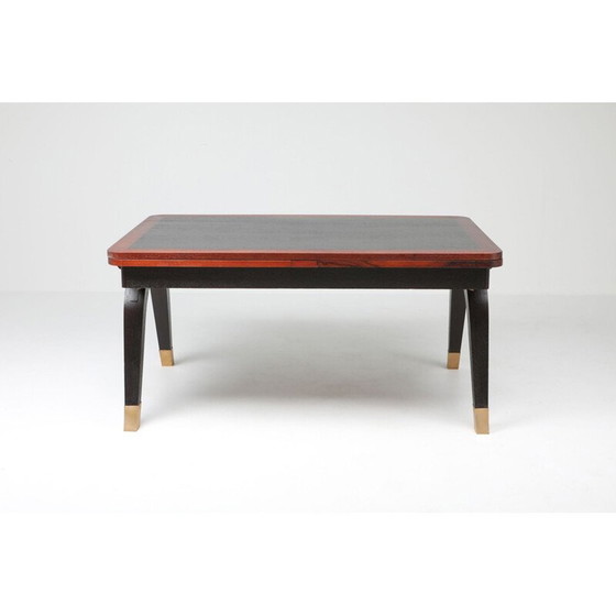 Image 1 of Vintage extendable dining table in mahogany and brass, 1970s