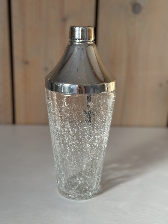 Image 1 of 60s Craquelé glass cocktail shaker and ice bucket