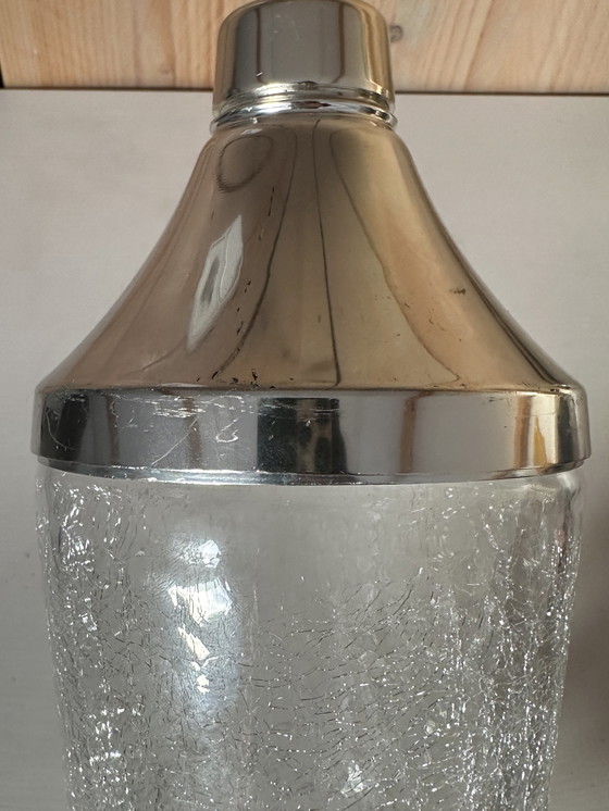 Image 1 of 60s Craquelé glass cocktail shaker and ice bucket