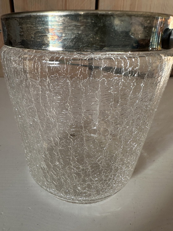 Image 1 of 60s Craquelé glass cocktail shaker and ice bucket