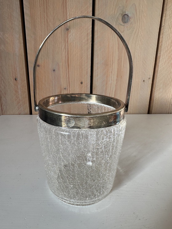 Image 1 of 60s Craquelé glass cocktail shaker and ice bucket