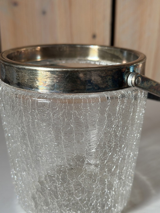 Image 1 of 60s Craquelé glass cocktail shaker and ice bucket