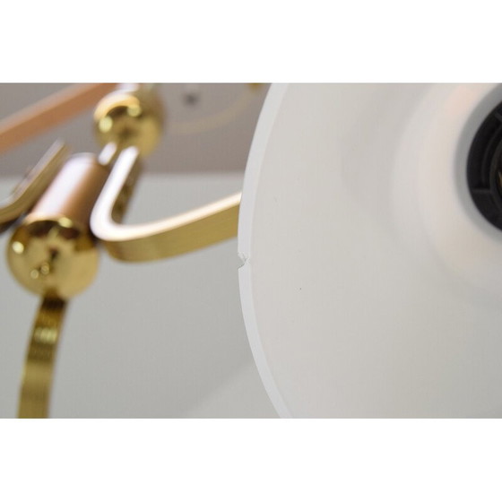 Image 1 of Lampadario in vetro e ottone di metà secolo, Cecoslovacchia, anni '80