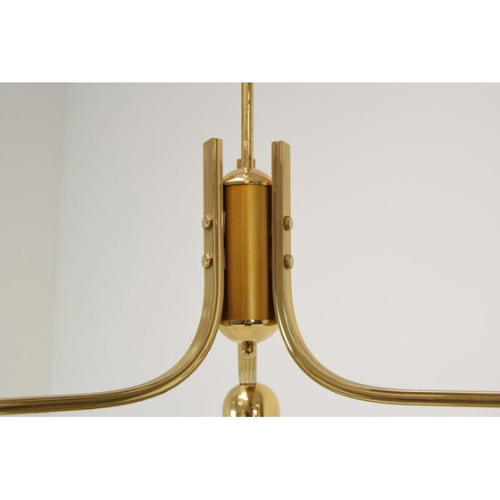 Image 1 of Lampadario in vetro e ottone di metà secolo, Cecoslovacchia, anni '80