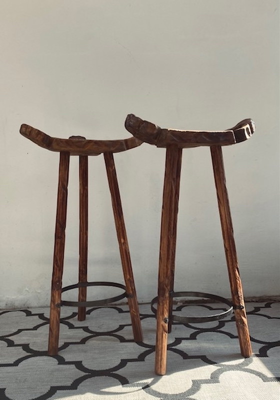 Image 1 of Set of Brutalist Marbella stools Sergio Rodrigues