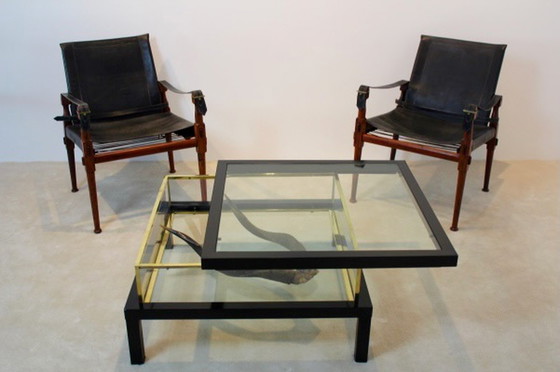 Image 1 of Romeo Rega sliding top brass coffee table