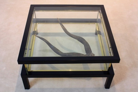 Image 1 of Romeo Rega sliding top brass coffee table