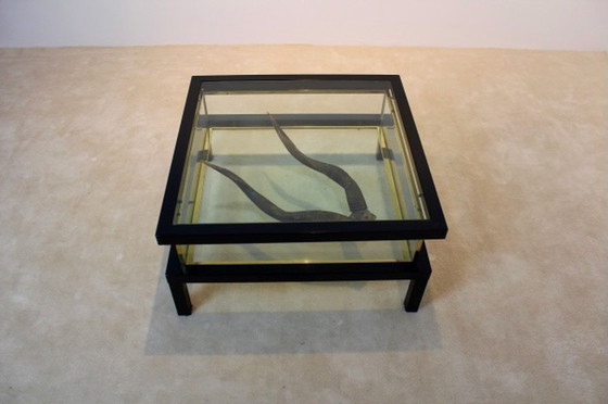 Image 1 of Romeo Rega sliding top brass coffee table