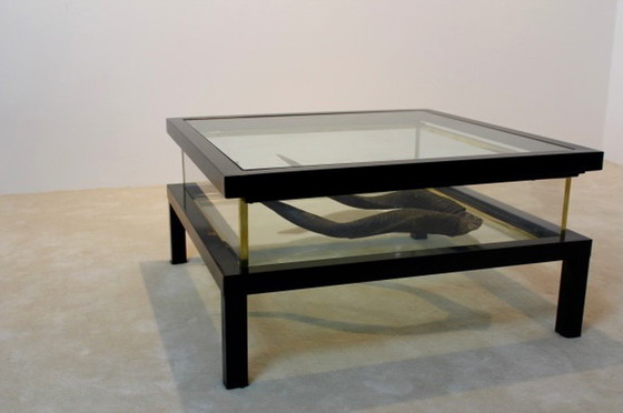 Image 1 of Romeo Rega sliding top brass coffee table