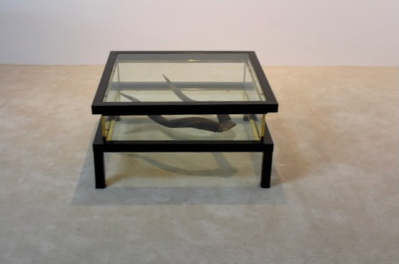 Image 1 of Romeo Rega sliding top brass coffee table