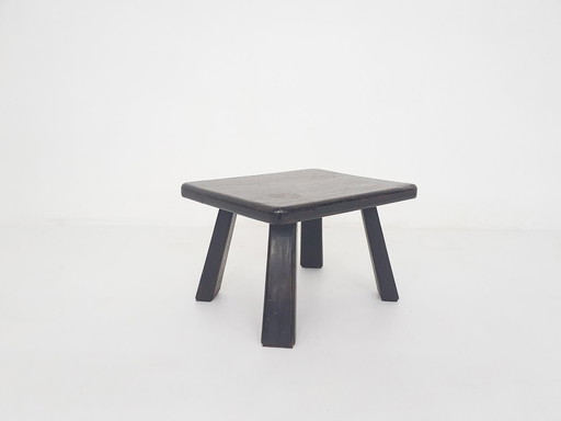 Solid Oak Side Table Wabi-Sabi Style, The Netherlands 1970'S