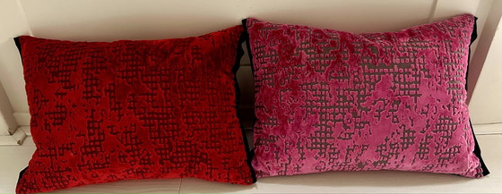 Image 1 of 2X Designers Guild Pillows (Red/Pink)