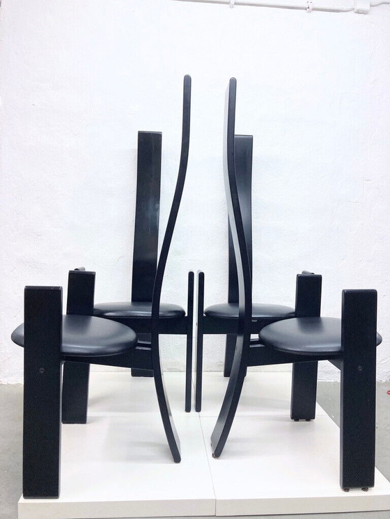 Image 1 of 4x Italian high-back chairs design Vico Magistretti for Poggi model Golem