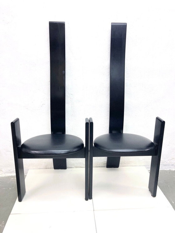 Image 1 of 4x Italian high-back chairs design Vico Magistretti for Poggi model Golem