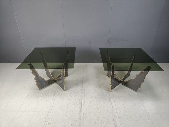 Image 1 of Pair Of Brutalist Steel Coffee Tables, 1970S