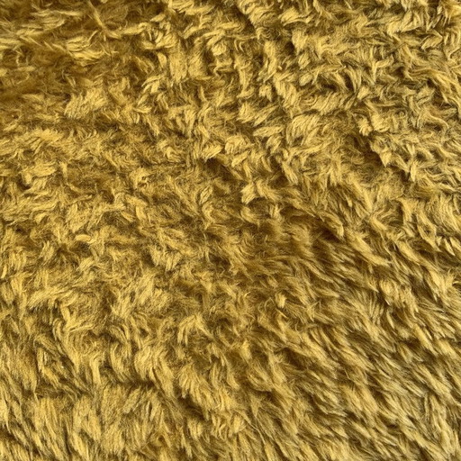 Pair of vintage chairs in yellow muslin and wood