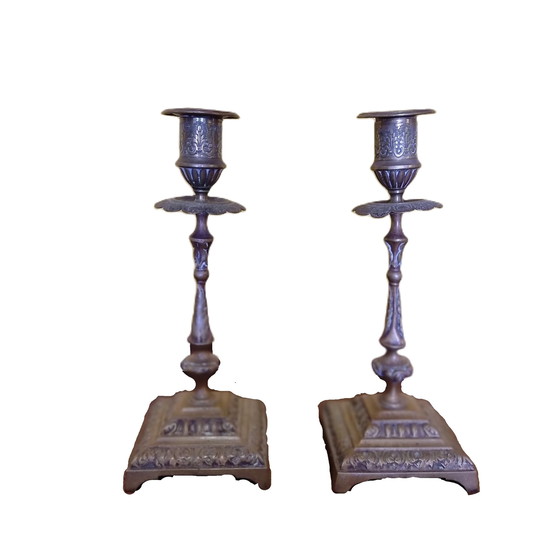 Image 1 of Bronze candlesticks Art Nouveau