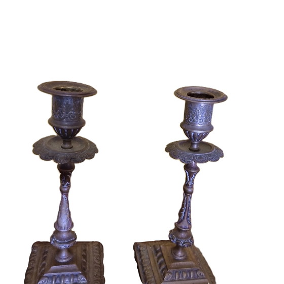 Image 1 of Bougeoirs en bronze Art Nouveau