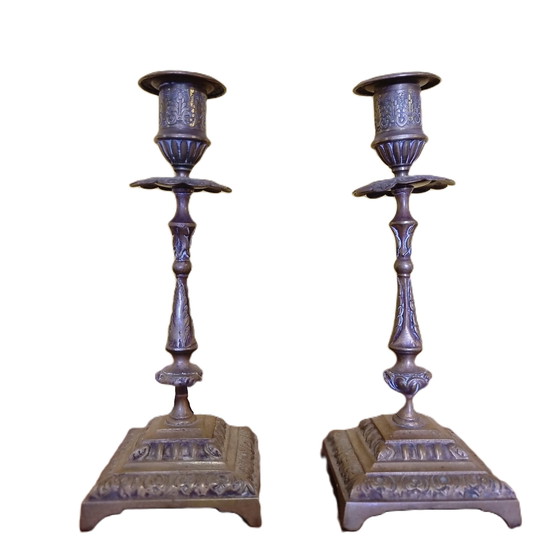 Image 1 of Bougeoirs en bronze Art Nouveau