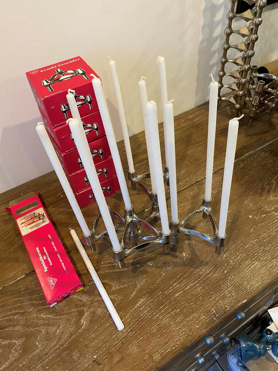 Image 1 of Lot C Of 5 Modular Candleholders Bmf Nagel 1970 With Original Boxes And Candles