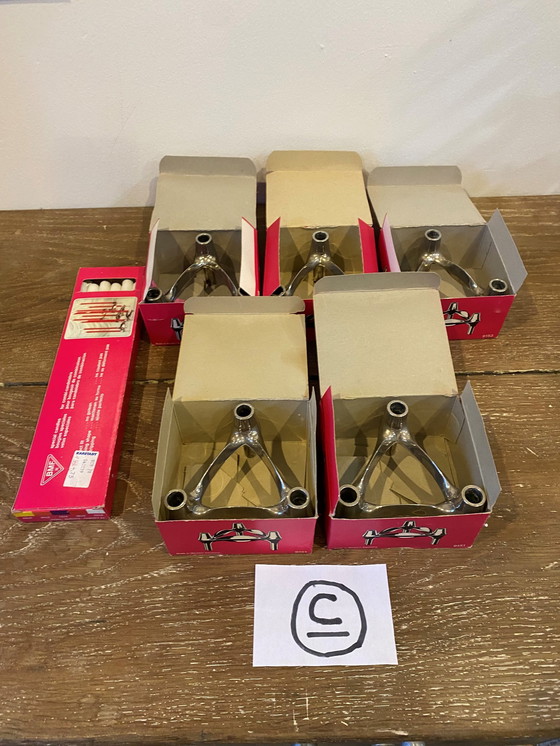 Image 1 of Lot C Of 5 Modular Candleholders Bmf Nagel 1970 With Original Boxes And Candles