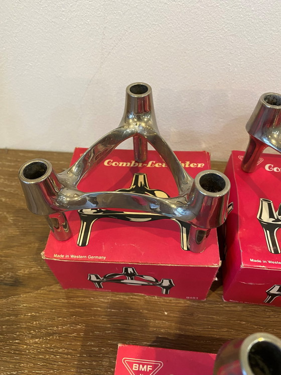 Image 1 of Lot C Of 5 Modular Candleholders Bmf Nagel 1970 With Original Boxes And Candles