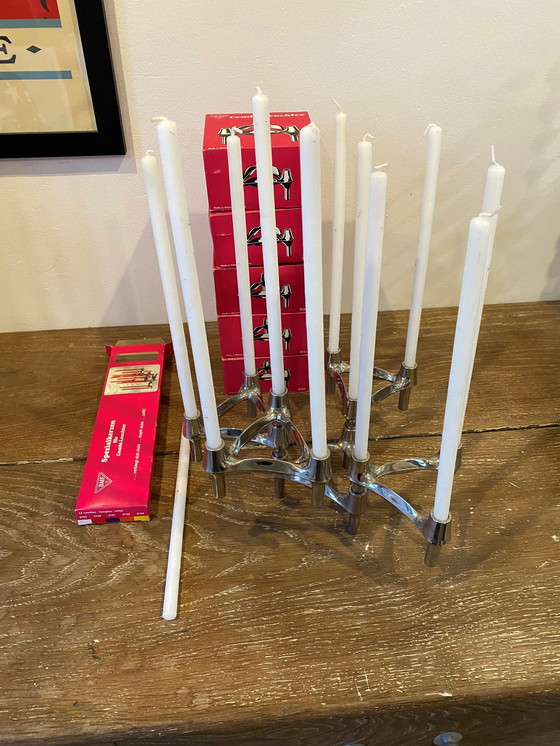 Image 1 of Lot C Of 5 Modular Candleholders Bmf Nagel 1970 With Original Boxes And Candles