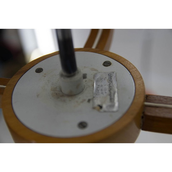 Image 1 of Lampadario di metà secolo in legno e vetro di Dřevo Humpolec, Cecoslovacchia anni '60