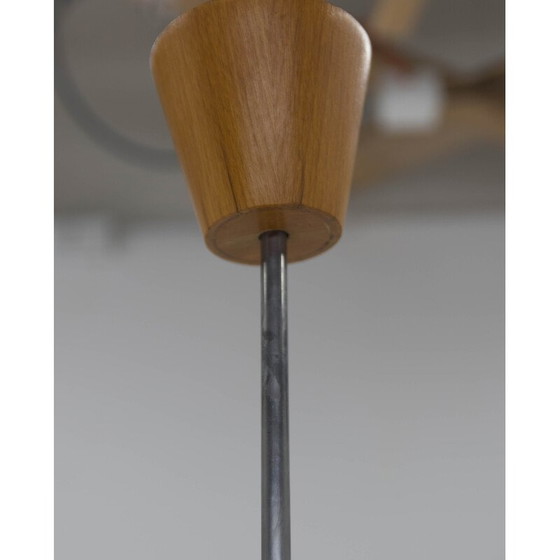 Image 1 of Lampadario di metà secolo in legno e vetro di Dřevo Humpolec, Cecoslovacchia anni '60