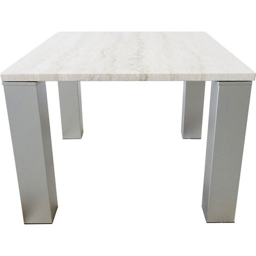 Vintage travertine and metal coffee table, Italy