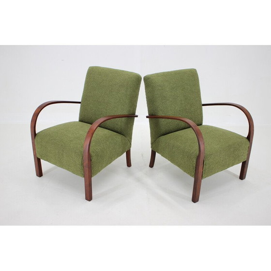 Image 1 of Pair of vintage Art Deco armchairs with buckle, Czechoslovakia 1940