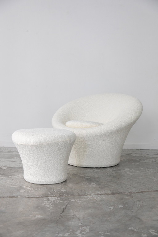 Mushroom Armchair And Footrest By Pierre Paulin For Artifort