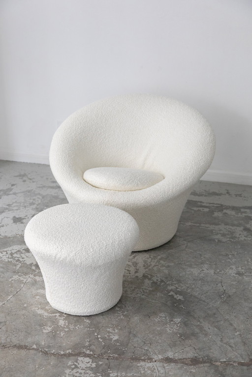 Mushroom Armchair And Footrest By Pierre Paulin For Artifort