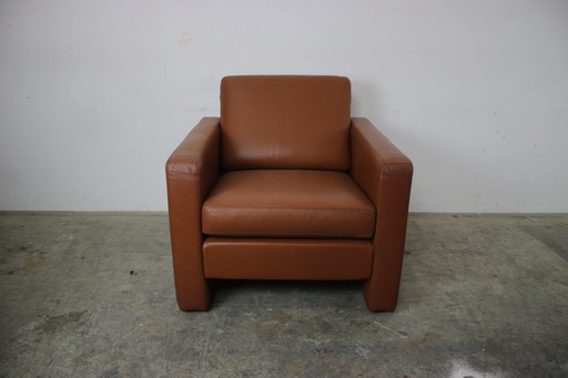 Cor Conseta armchair & stool single-seater designer leather saddle brown