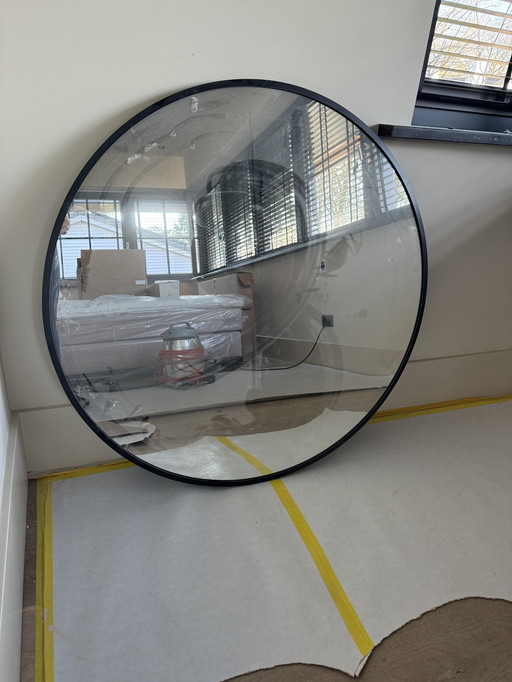 Round, Large Mirror With Black Frame