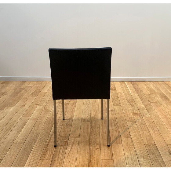 Image 1 of Vintage Jason Litte 1700 chair in chromed aluminum and black leather for Walter Knoll