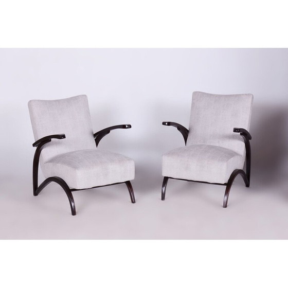 Image 1 of Pair of vintage Art Deco grey beechwood armchairs by Jindrich Halabala for Up Zavody, Czechoslovakia 1930