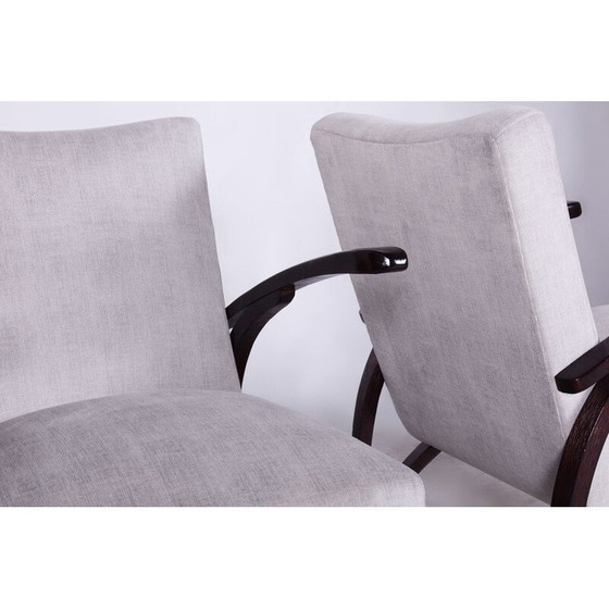 Image 1 of Pair of vintage Art Deco grey beechwood armchairs by Jindrich Halabala for Up Zavody, Czechoslovakia 1930