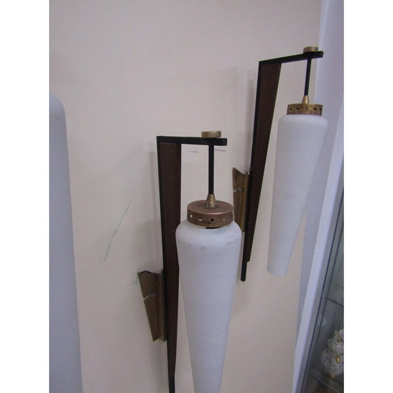 Image 1 of Set of 3 vintage wall lamps in opal glass by Stilnovo
